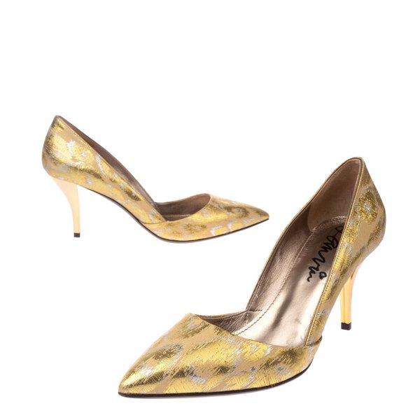 LANVIN Patterned Gold d'orsey Pump heels - Picture 2 of 11